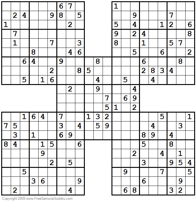 Printable Hard Sudoku Samurai Puzzles