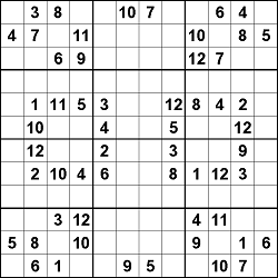 Sudoku 12×12 Printable