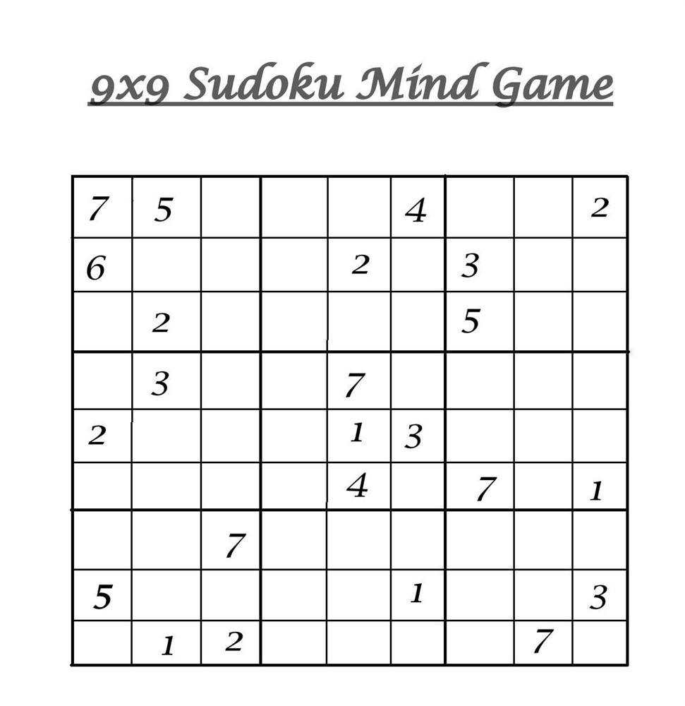 9 X 9 Sudoku Printable Sudoku Printable