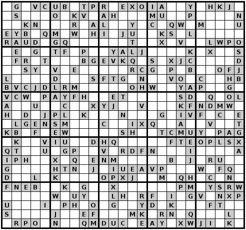 Alphadoku Image Example 25X25 Sudoku Puzzle Symmetric Beginner No 1
