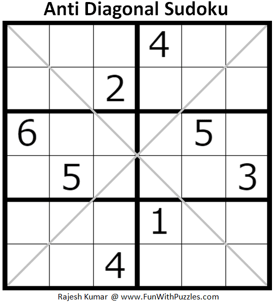 Anti Diagonal Sudoku Puzzle Mini Sudoku Series 111 Fun With Puzzles