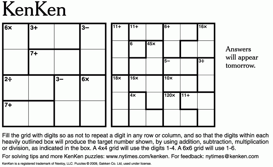Best Printable Kenken Puzzles 9 9 Brad Website
