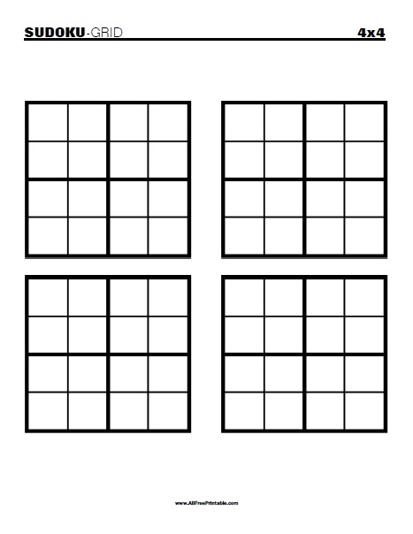 Blank 4 4 Sudoku Grid AllFreePrintable