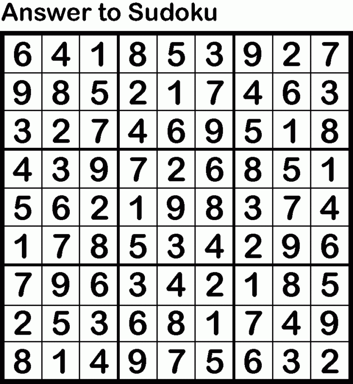 Free Sudoku Printable With Answer Key