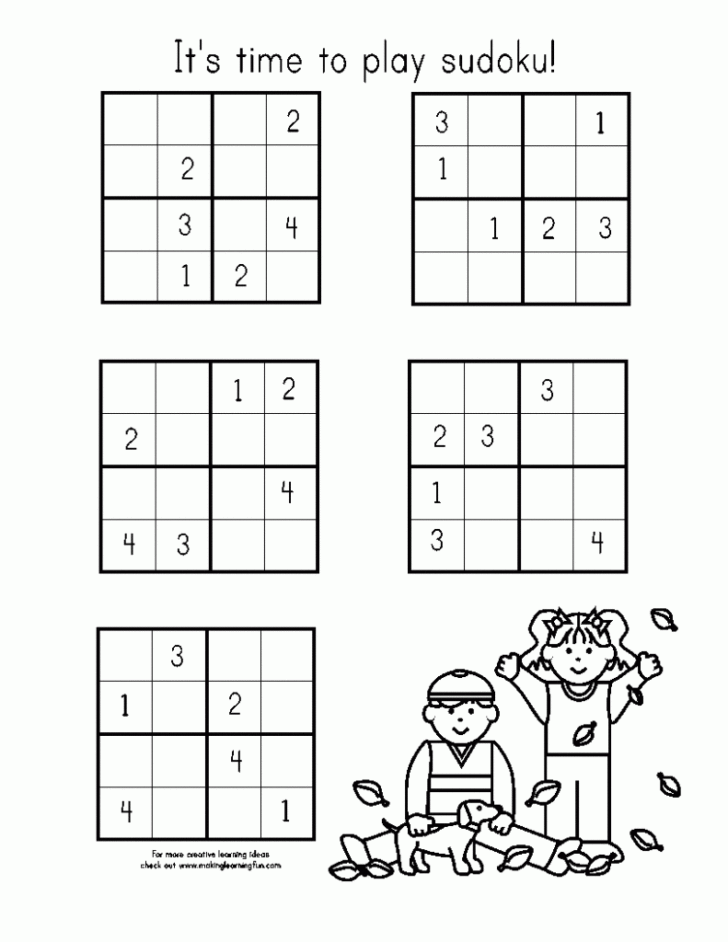 Printable Sudoku 2×2 Free