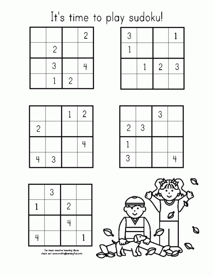 Printable 2×2 Sudoku