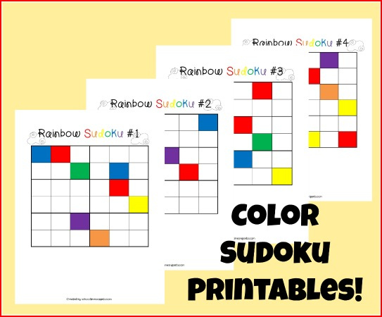 Color Sudoku Puzzles For Kids 4 Printable Board Games School Time 