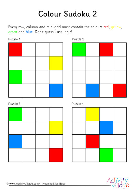 Easy Color Sudoku Printable