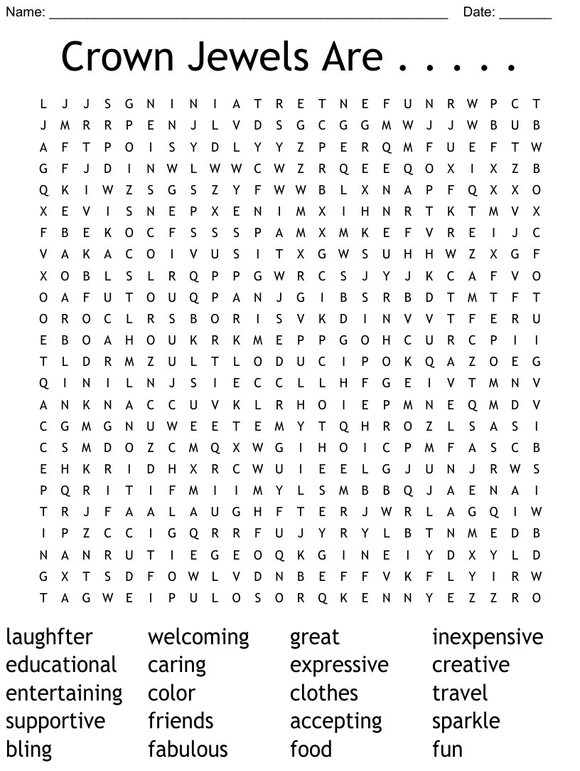 Crown Jewels Are Word Search WordMint