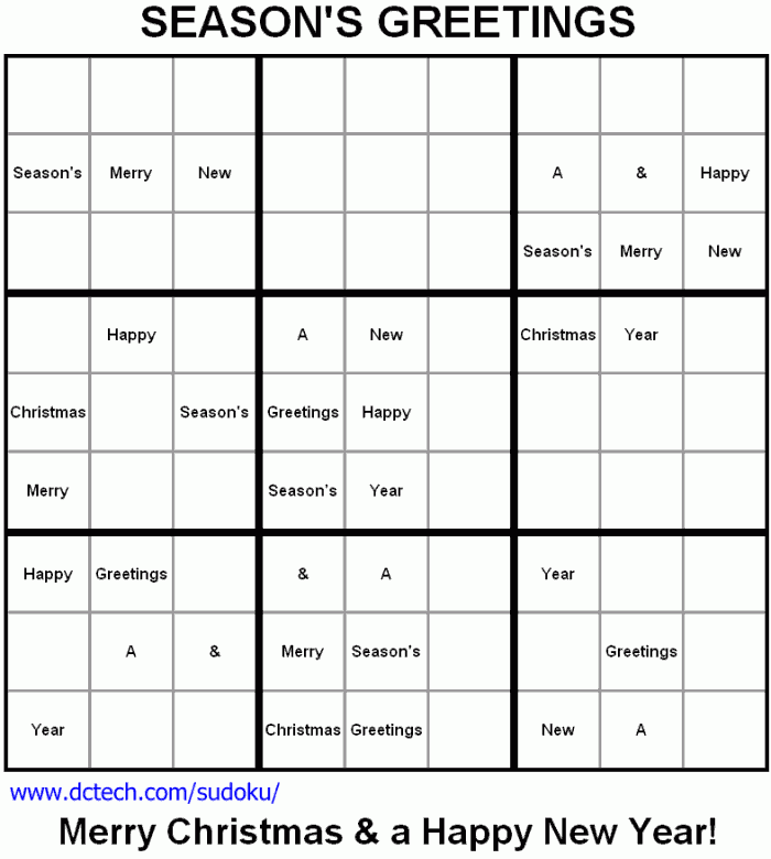DC Sudoku Samples Special Xmas Puzzle