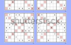 Diagonal Sudoku Vector Set Easy Medium Stock Vector Royalty Free