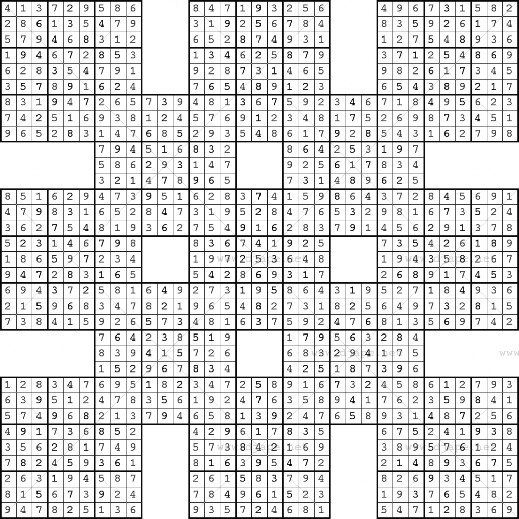 Double Harakiri Sudoku X Printable Double Sudoku Printable Sudoku Free