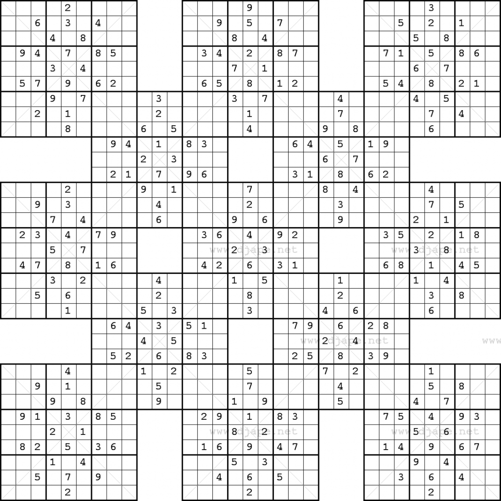 Double Harakiri Sudoku X Printable Multi Sudoku Puzzles Printable 