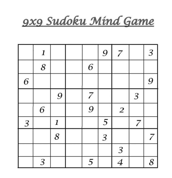 Printable Easy Sudoku For Kids 9×9