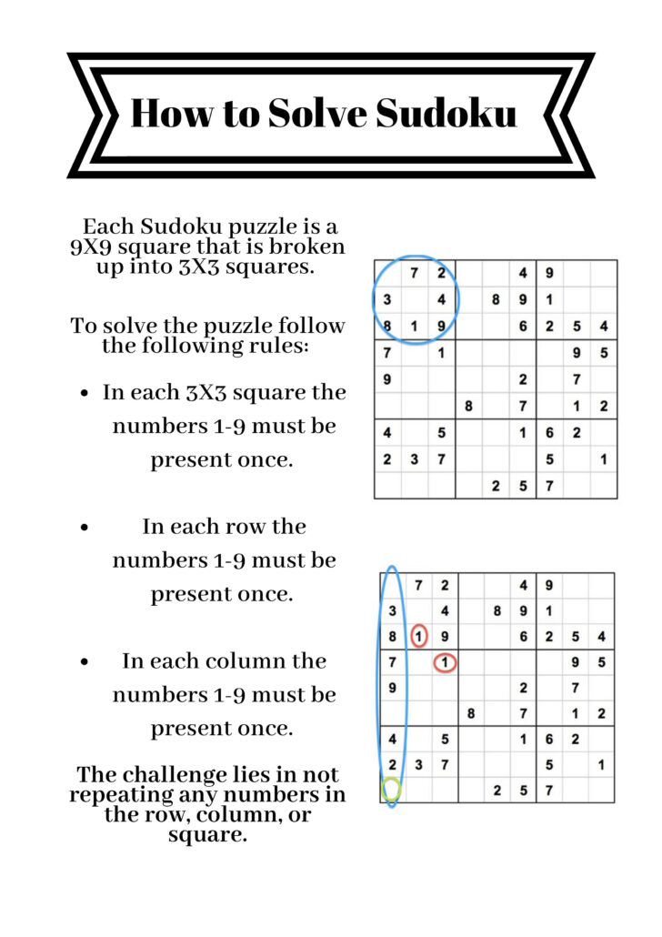 Printable Simple Instructions For Sudoku Puzzles