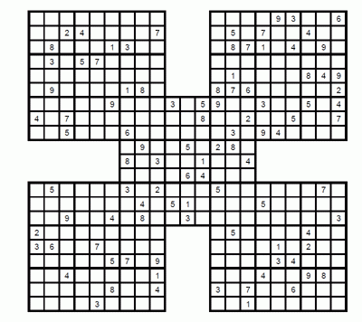 Expert Samurai Sudoku 4 Expert Samurai Sudoku To Print And Download 