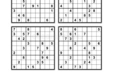 Four Sudoku Games With Answers Of Medium Level Set 27 Stock Vector