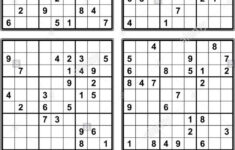 Four Sudoku Puzzles Of Comfortable Level On A4 Or Letter Sized Page