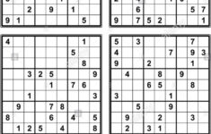 Four Sudoku Puzzles Of Comfortable Level On A4 Or Letter Sized Page