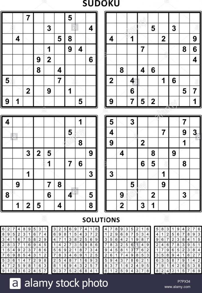 Four Sudoku Puzzles Of Comfortable Level On A4 Or Letter Sized Page 
