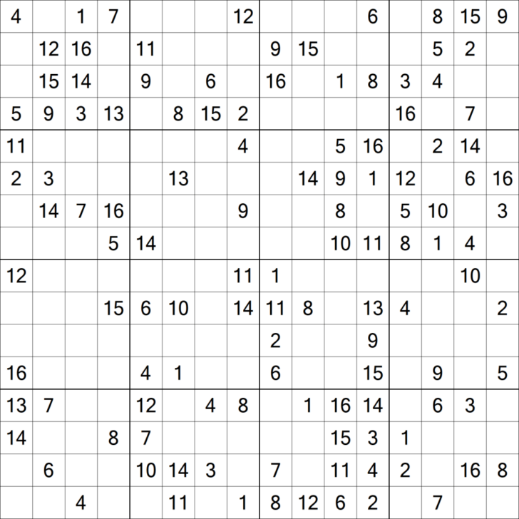 Printable 16 Grid Sudoku