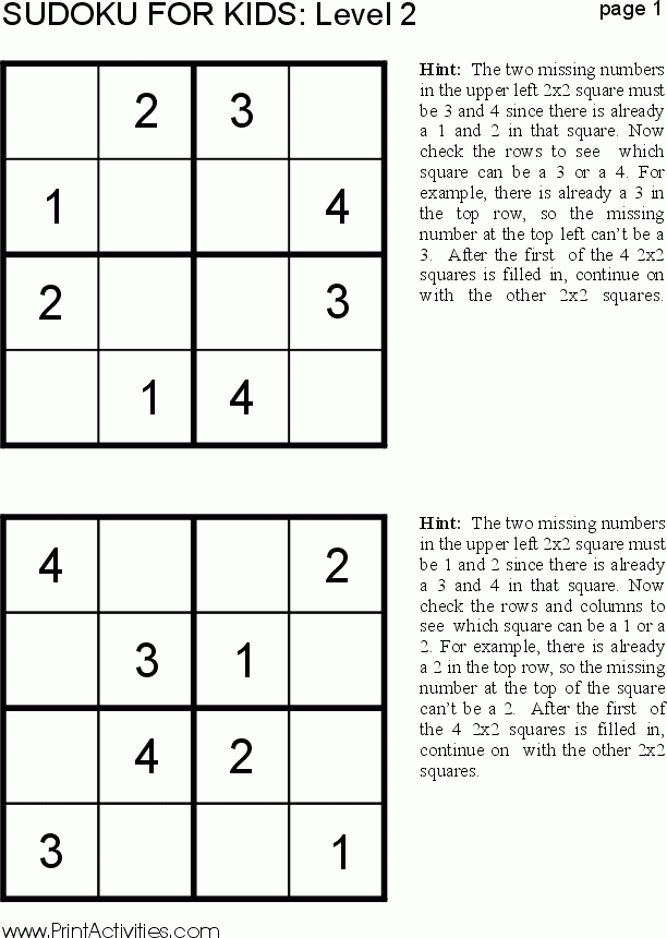 Sudoko Level 2 Free Printable Puzzles