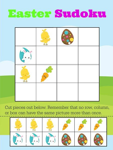 FREE Printable Easy Easter Sudoku For Preschool Primary Math