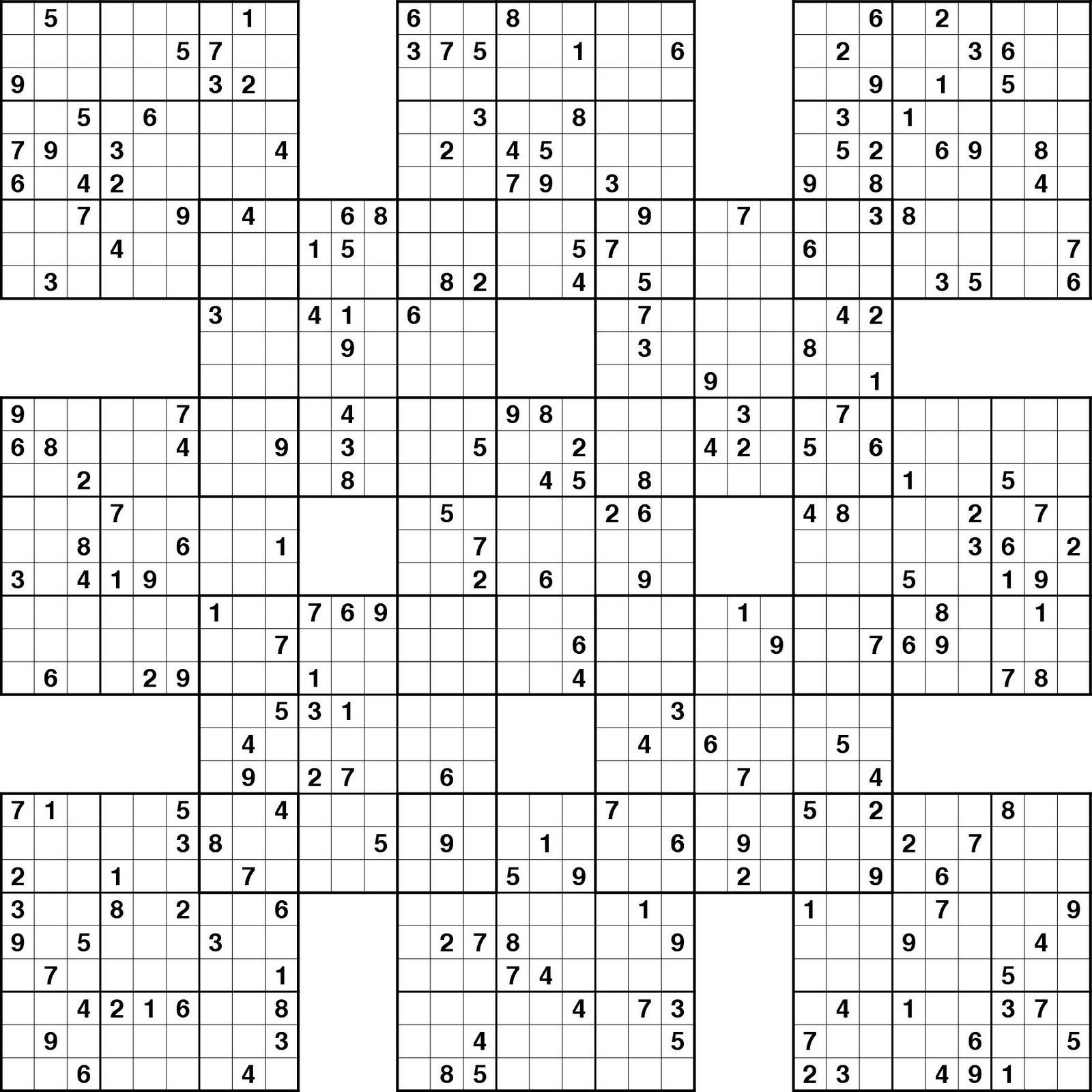 Free Printable Sudoku High Five Puzzles Sudoku Printable