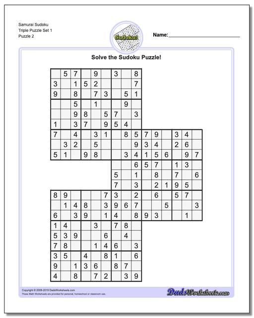 Free Printable Triple Sudoku Puzzles With Answers Many Many More 
