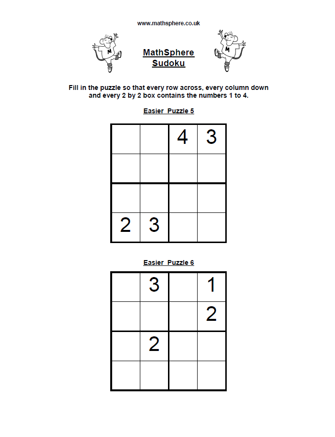 Free Sudoku Puzzles MathSphere Sudoku Basic Math Worksheets 