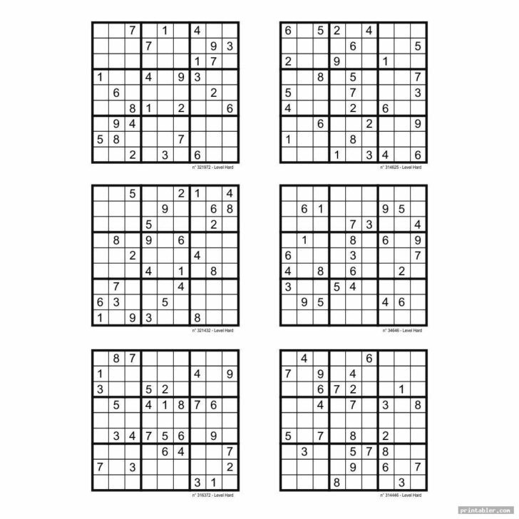 Free Printable Hard Sudoku 6 Per Page