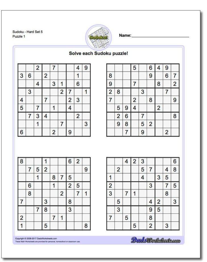 Very Difficult Sudoku Puzzles Printable With Answers