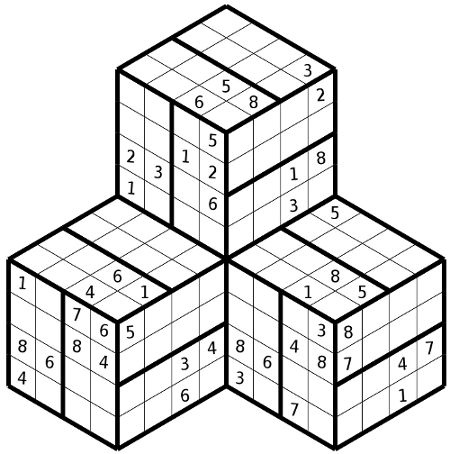 Hyper Sudoku 3D 3 Cubes Sudoku Sudoku Printable Combination