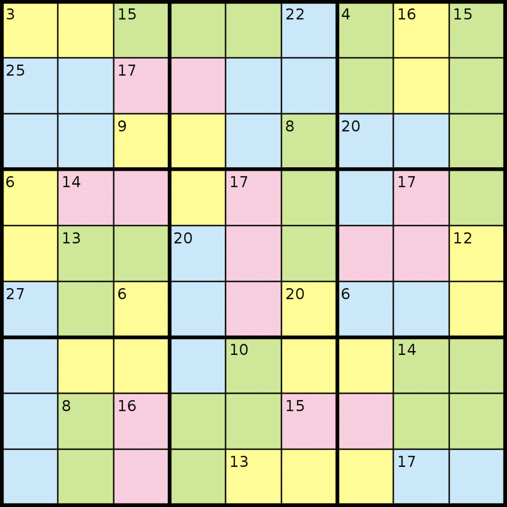Killer Sudoku Wikipedia Printable Cube Sudoku Puzzles Printable 