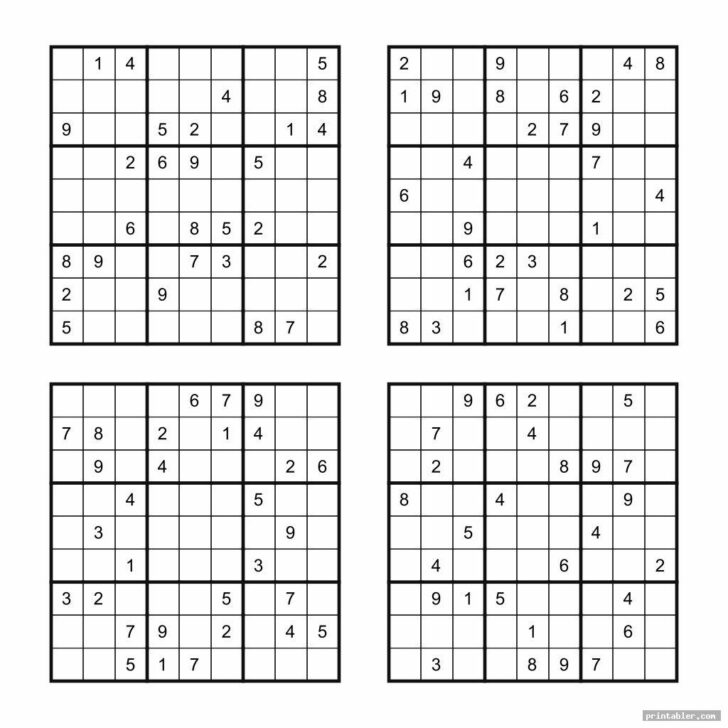 Free Printable Medium Sudoku Puzzles 4 Per Page