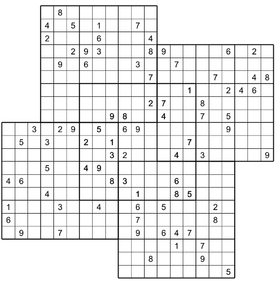 Multi Sudoku With 5 Sudoku no 1