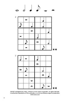 Music Sudoku Six Square Moderately Easy By Heritage Music Press