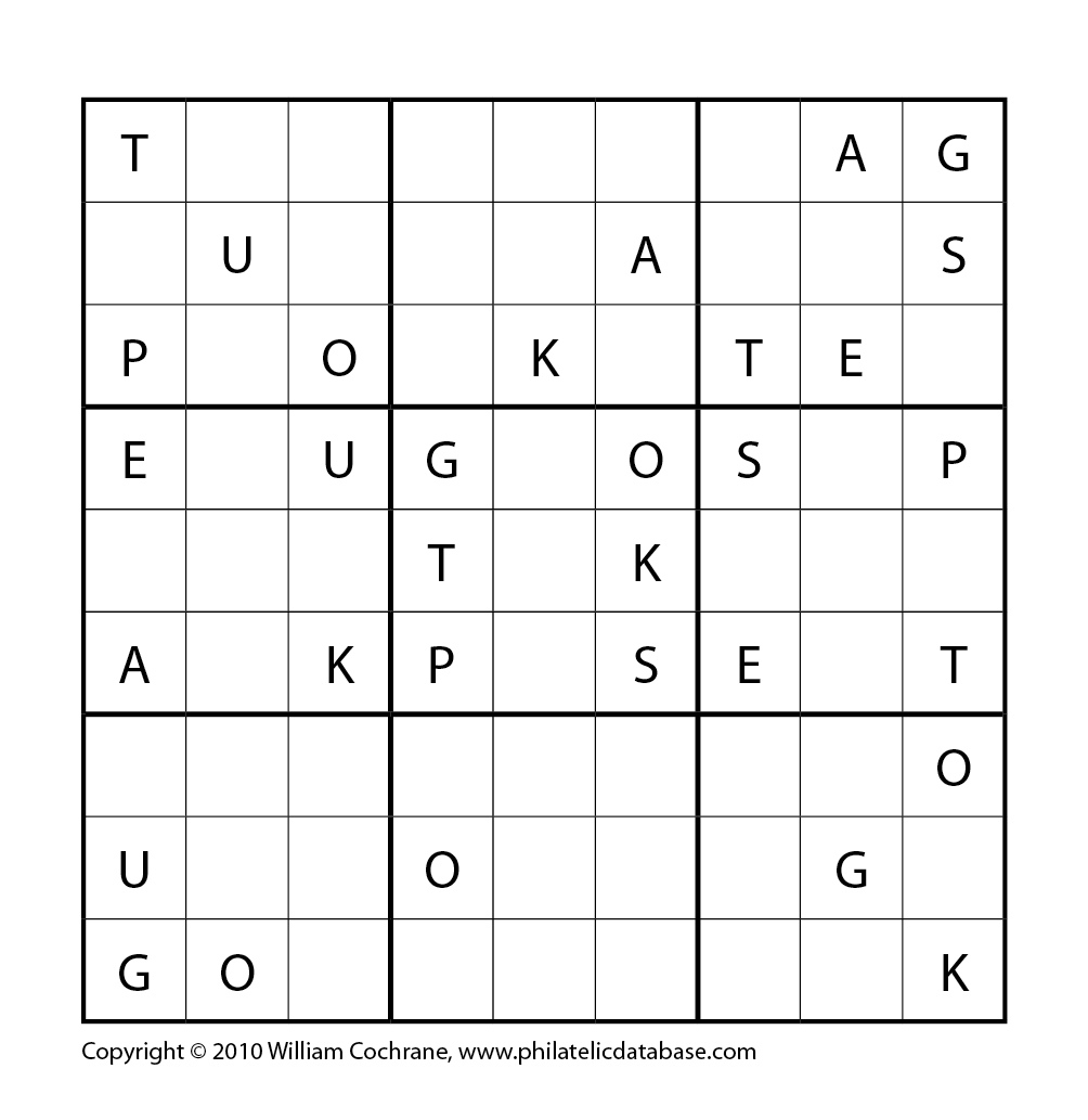 Philatelic Word Sudoku Godoku Ukpostage Philatelic Database 