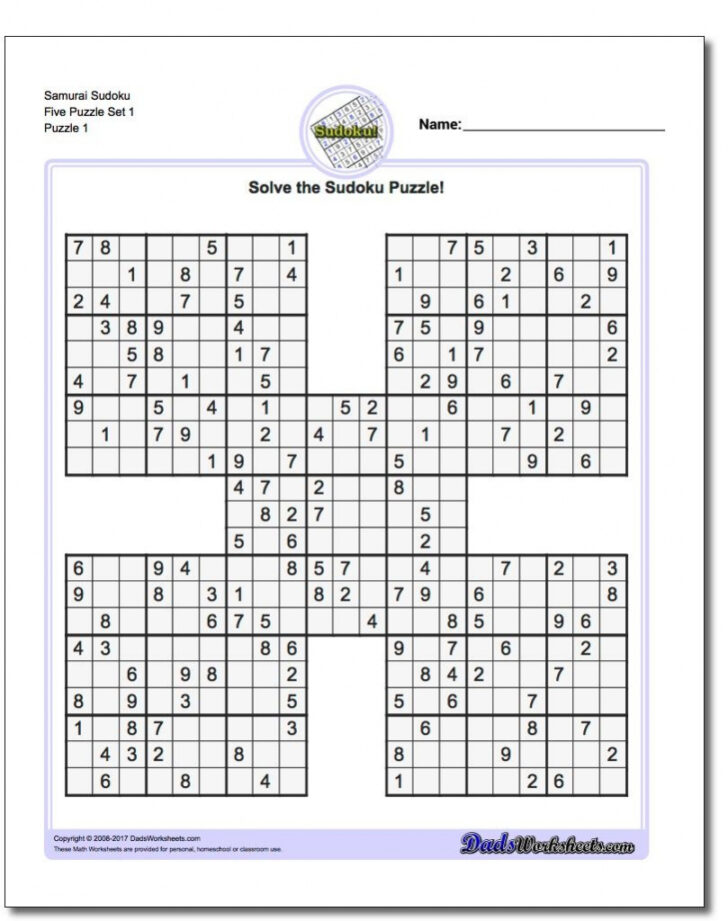 Printable Free Sudoku 5×5