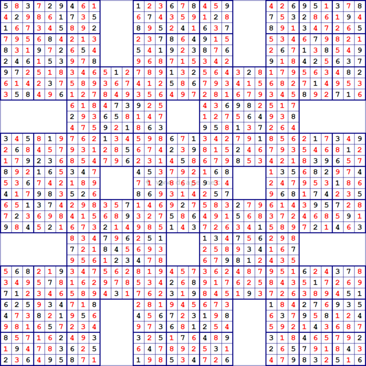 Printable 13 Grid Samurai Sudoku Sudoku Printable Lyana Printable Sudoku