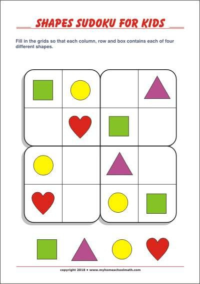 Printable Shapes Sudoku For Kids With Solution Bebek E itim 