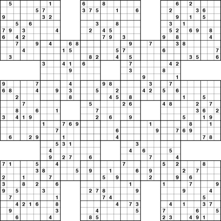 Free Printable Hard Samurai Sudoku Puzzles