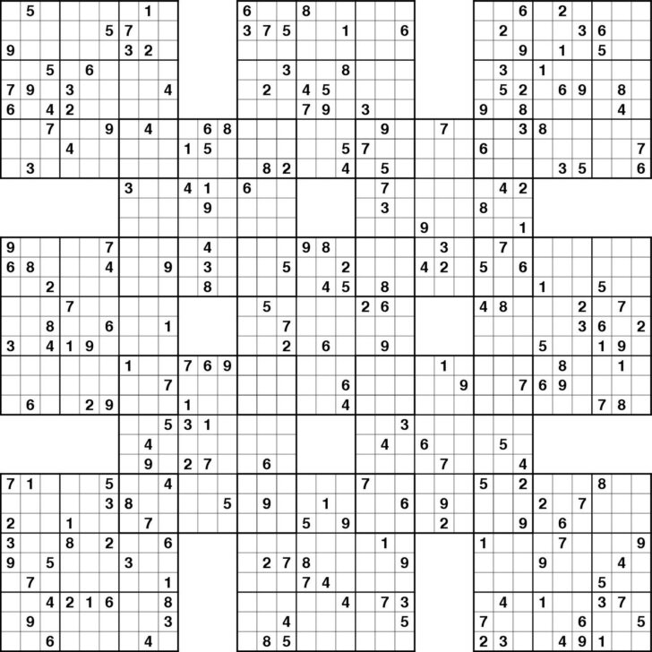 Free Printable Samurai Sudoku Puzzles