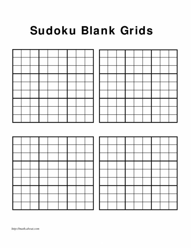 Printable Sudoku Grids 4 Per Page
