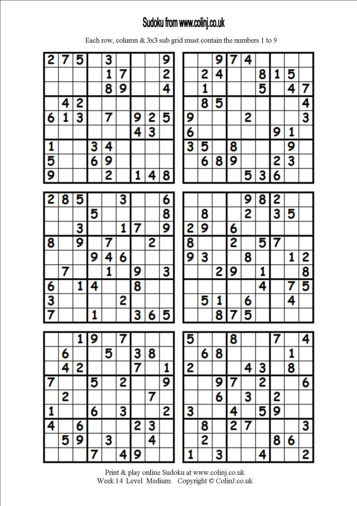 Printable Double-Sided Blank Sudoku Grids 4 Per Page