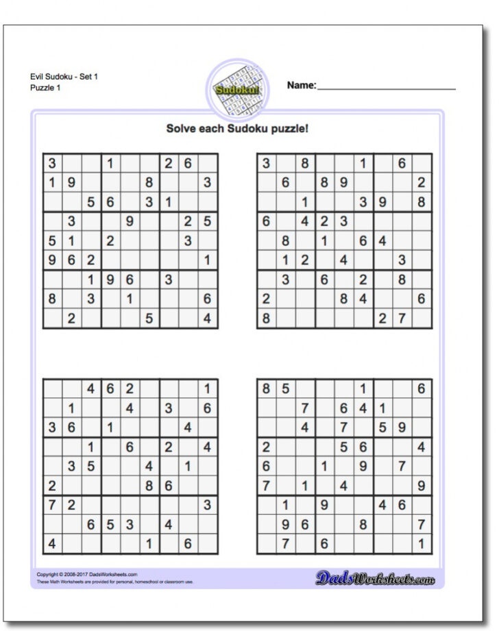 Hard Printable Sudoku Puzzles 4×4