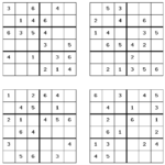 Printable Sudoku Puzzle 4 Per Page Oppidan Library