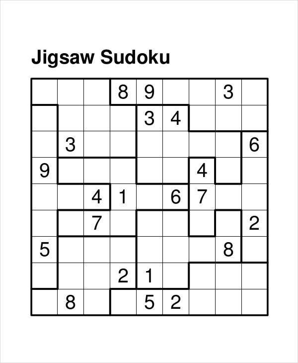Jigsaw Sudoku Printable Free