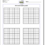 Printable Sudoku Puzzle Blank Grids Four Up Sudoku Sudoku Puzzles