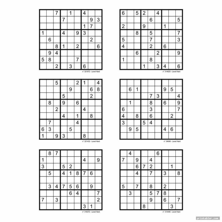 Printable Hard Sudoku Puzzles 6 Per Page Free